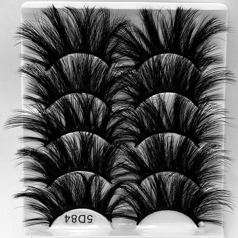 Fofosbeauty False Eyelashes Fluffy 25MM Lashes 3D Mink Long Thick 【5 Pairs Multipack】