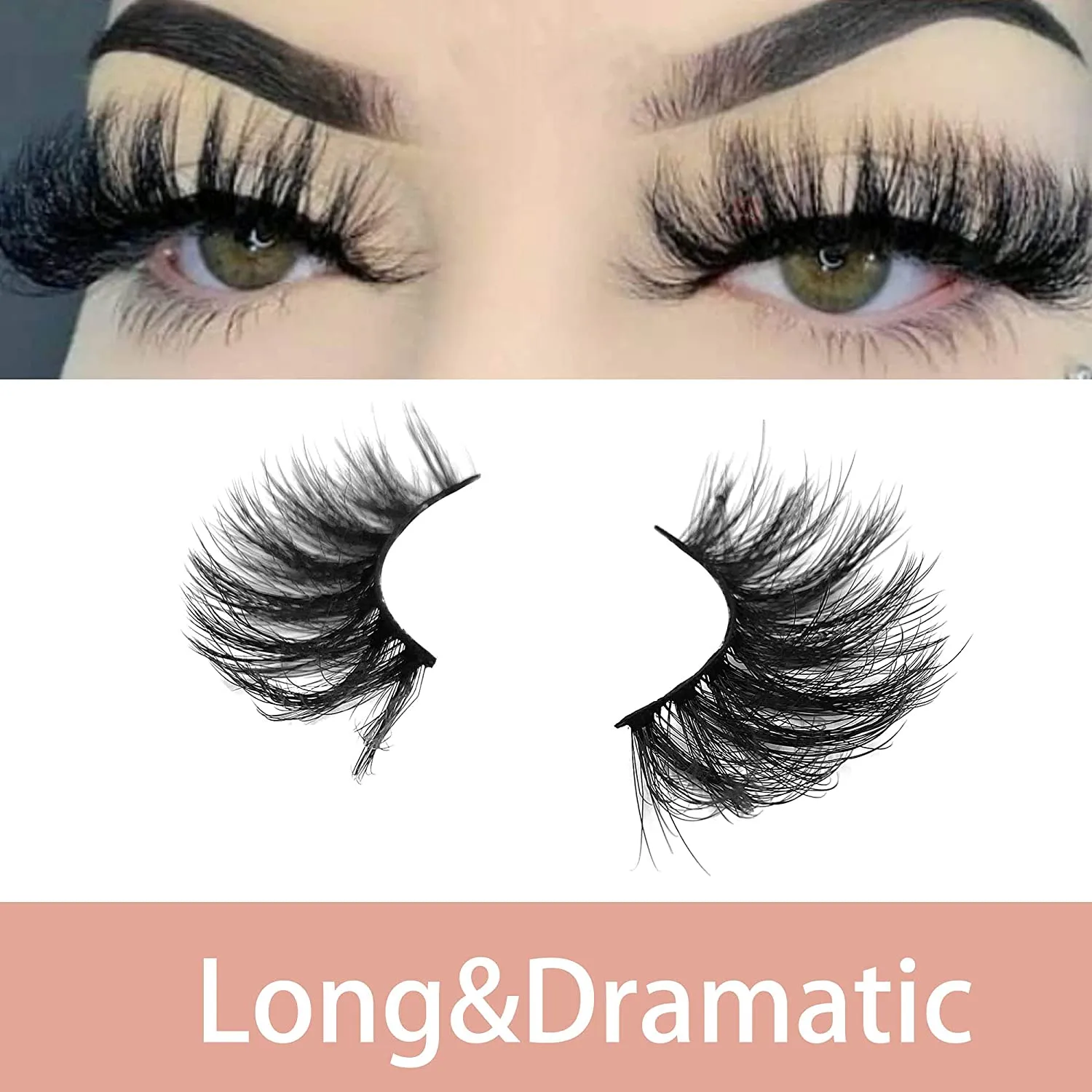 Fofosbeauty False Eyelashes Fluffy 25MM Lashes 3D Mink Long Thick 【5 Pairs Multipack】