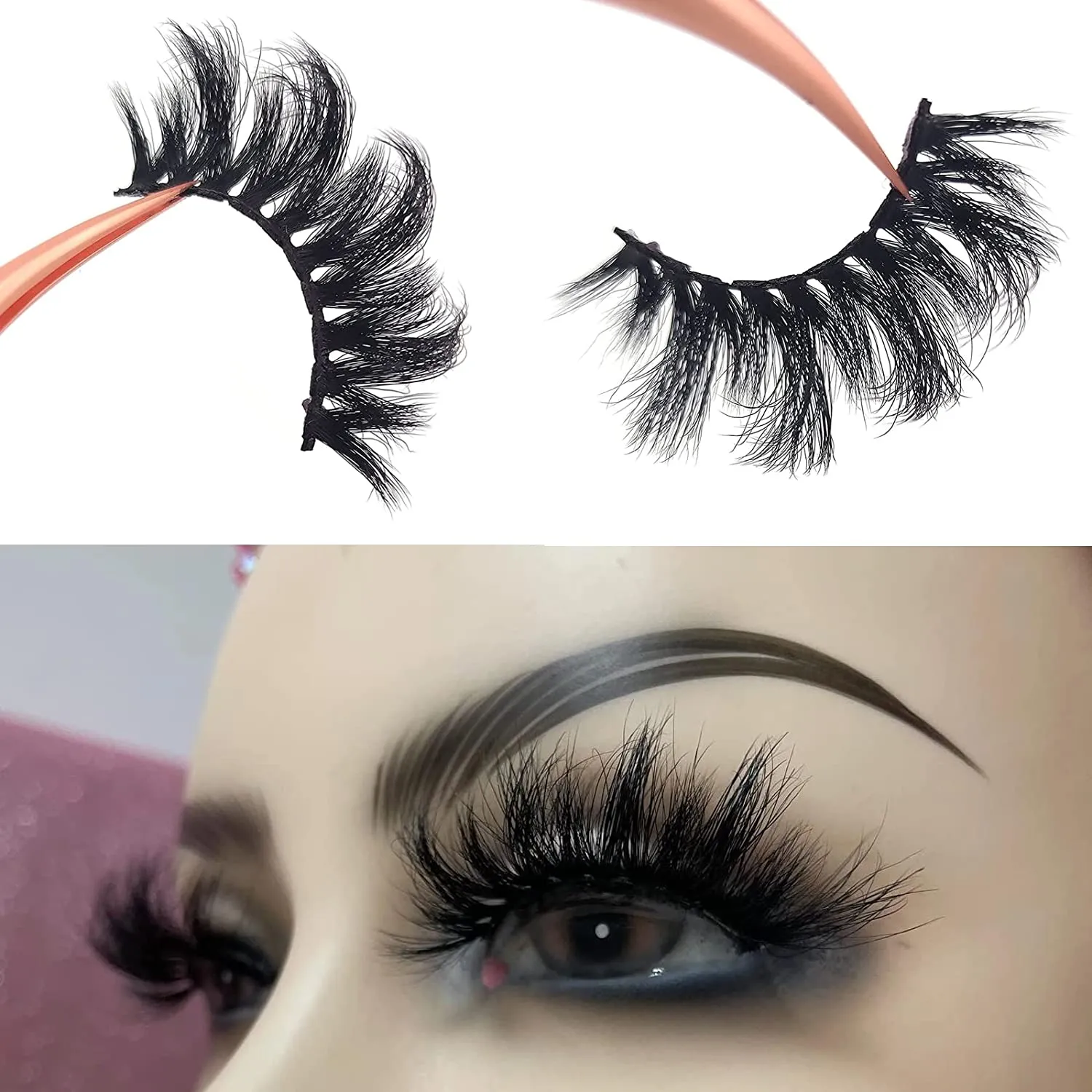 Fofosbeauty False Eyelashes Fluffy 25MM Lashes 3D Mink Long Thick 【5 Pairs Multipack】