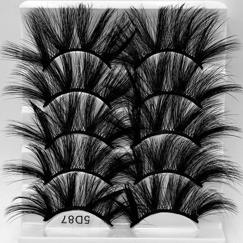 Fofosbeauty False Eyelashes Fluffy 25MM Lashes 3D Mink Long Thick 【5 Pairs Multipack】