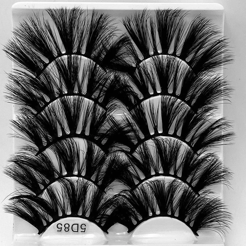 Fofosbeauty False Eyelashes Fluffy 25MM Lashes 3D Mink Long Thick 【5 Pairs Multipack】