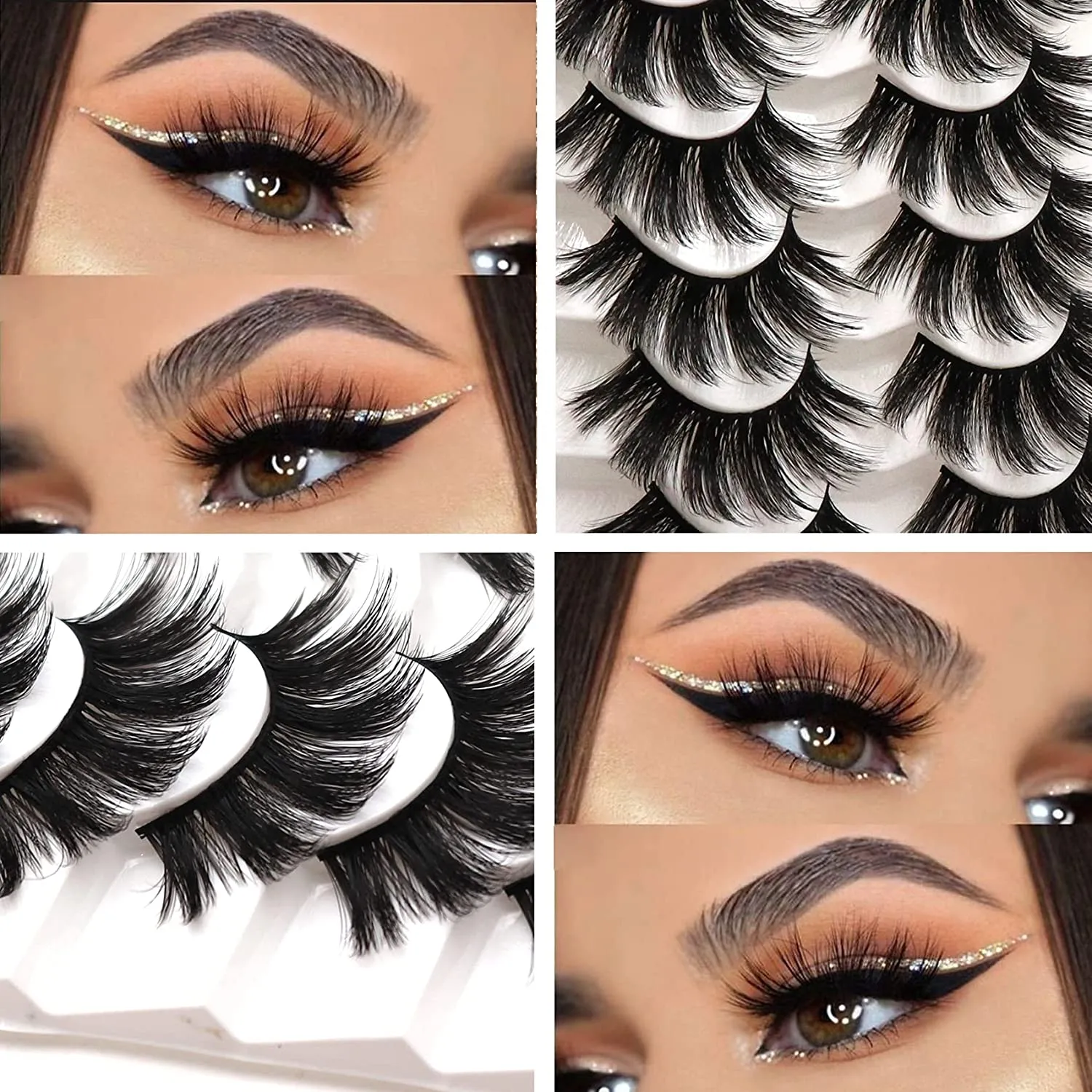 Fofosbeauty False Eyelashes Fluffy 25MM Lashes 3D Mink Long Thick 【5 Pairs Multipack】
