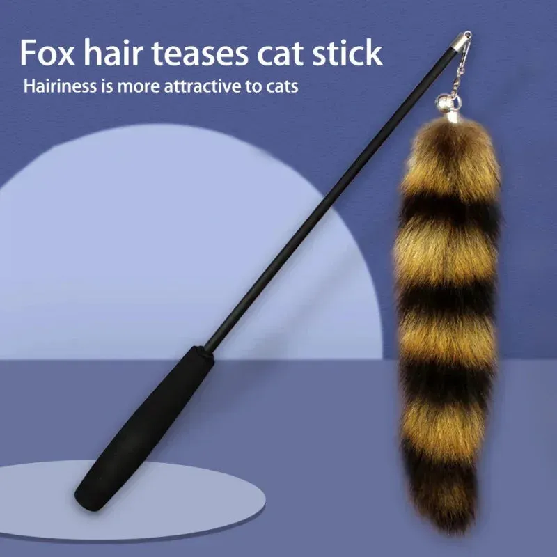 Fox Fur Plush Tail and Telescoping Wand Cat Toy