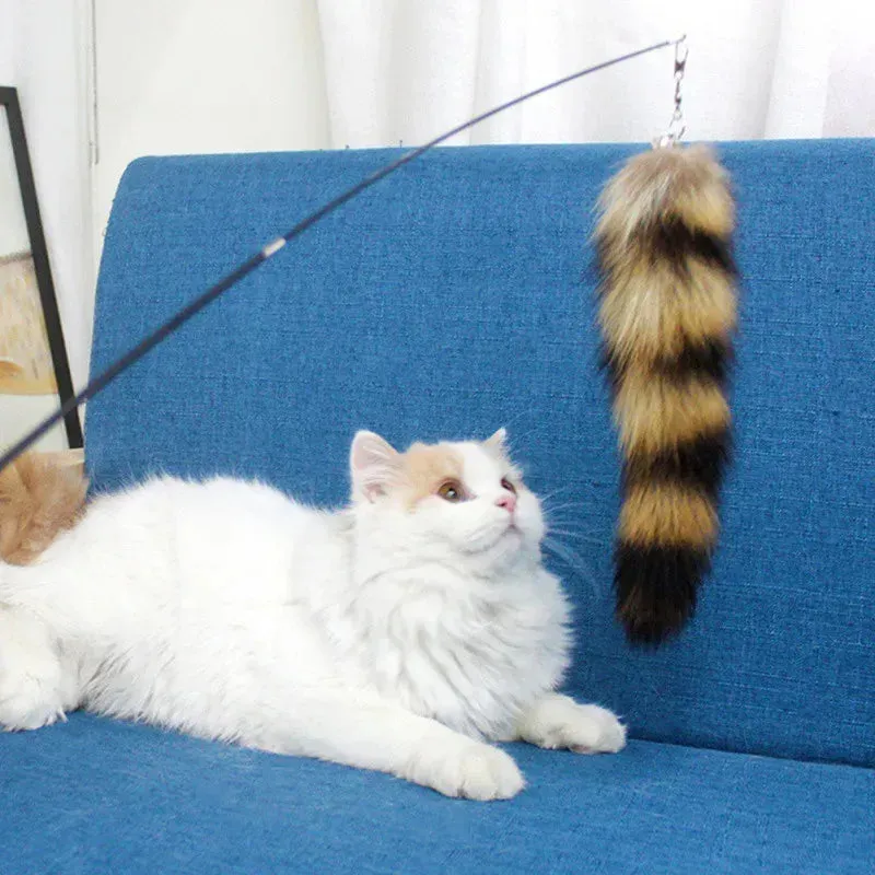 Fox Fur Plush Tail and Telescoping Wand Cat Toy