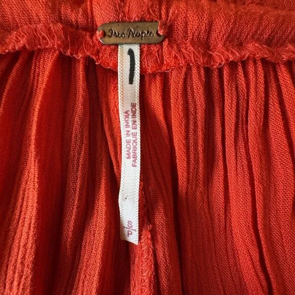 Free People Bali Will Wait For You Roaring Red Embroidered Midi Dress Size Small