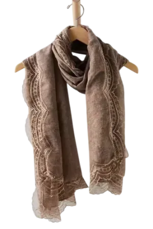 Free People Brown Love Laced Washed Scarf