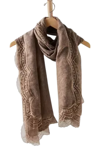 Free People Brown Love Laced Washed Scarf