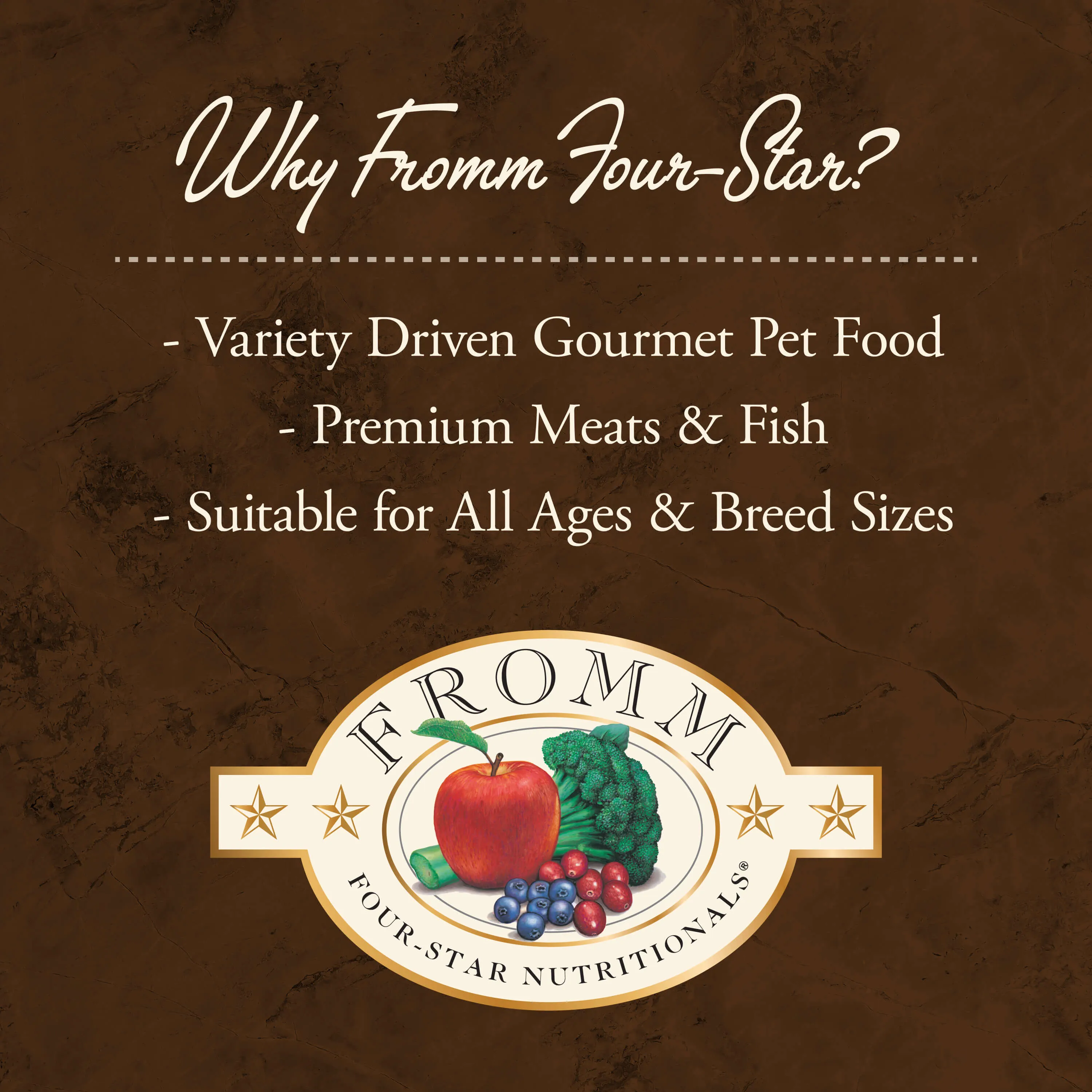 Fromm Dry Dog Food Chicken au Frommage Recipe A French-inspired entrée with chicken, cheese, and an assortment of fruits & vegetables