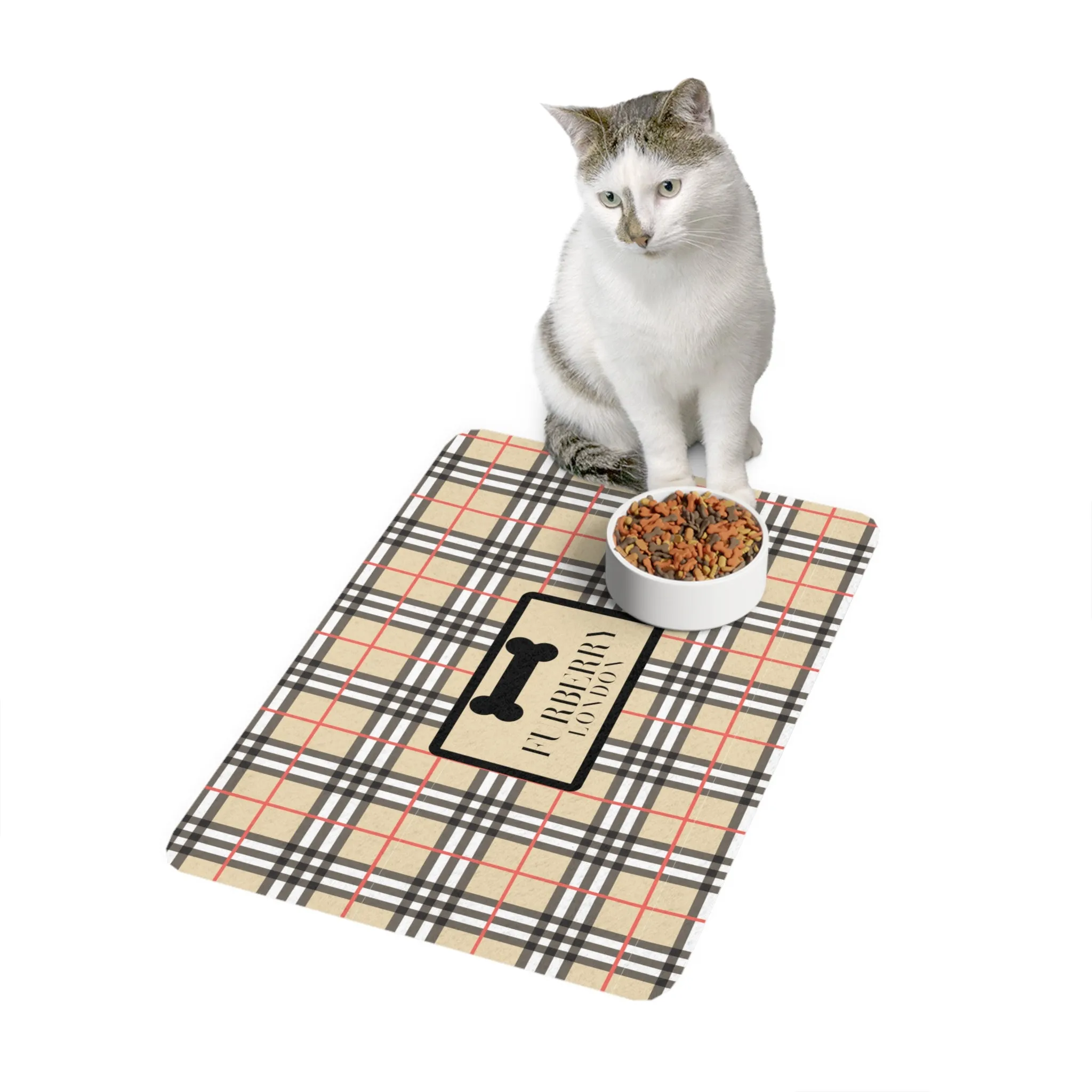 Furberry Faux-Designer Pet Food Mat