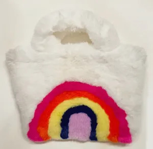 Furry Rainbow Tote, White