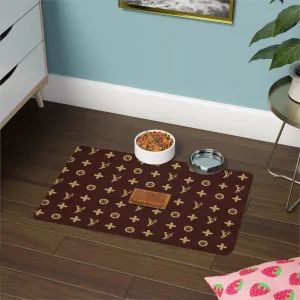 Furry Vuiton Faux-Designer Pet Food Mat