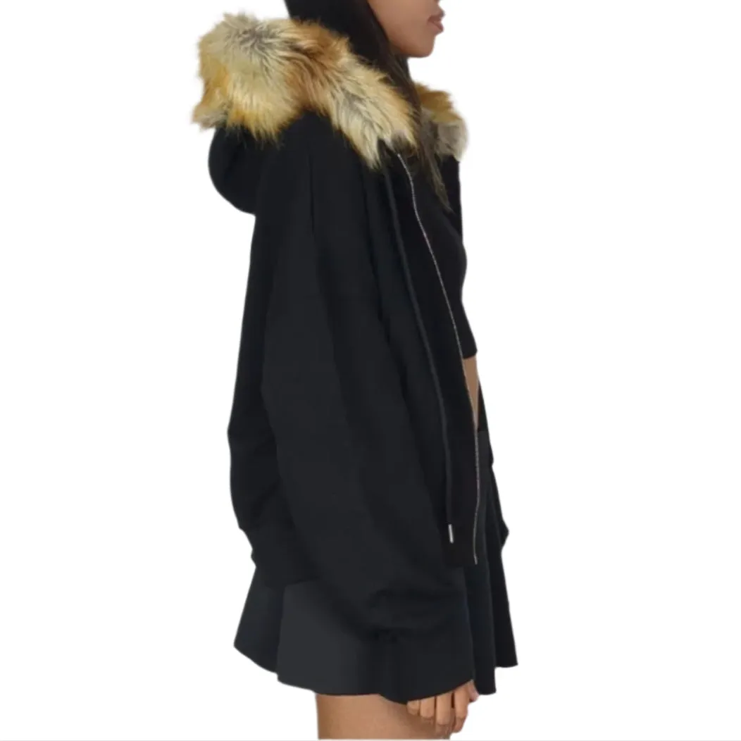 FURRY ZIP HOODIE • BLACK