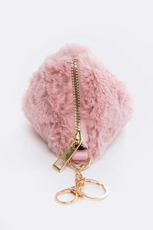Fuzzy Triangle Pouch Keychain