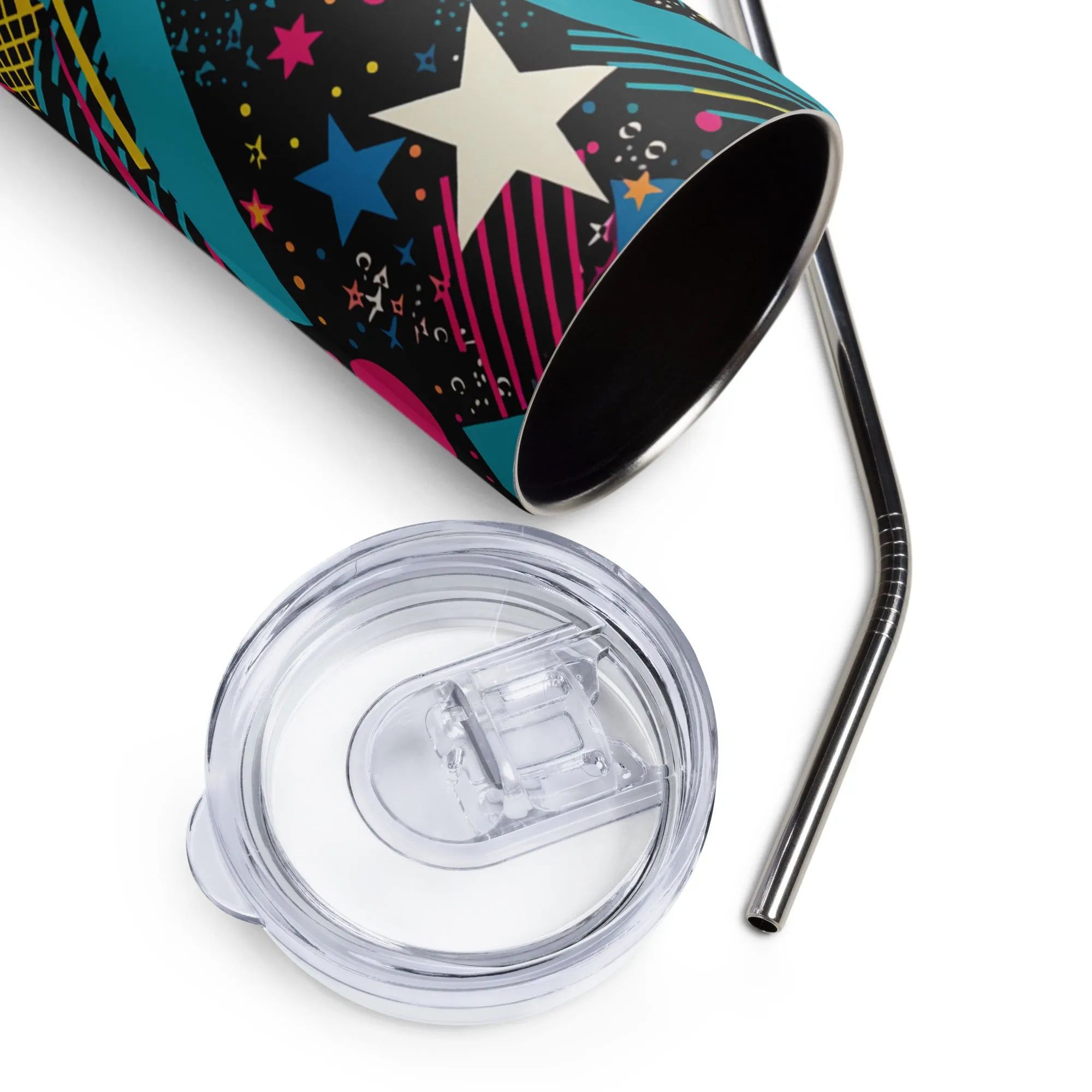 Galactic Retro 20 oz Insulated Stainless Steel Tumbler with Metal Straw