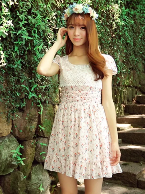 garden floral chiffon dress