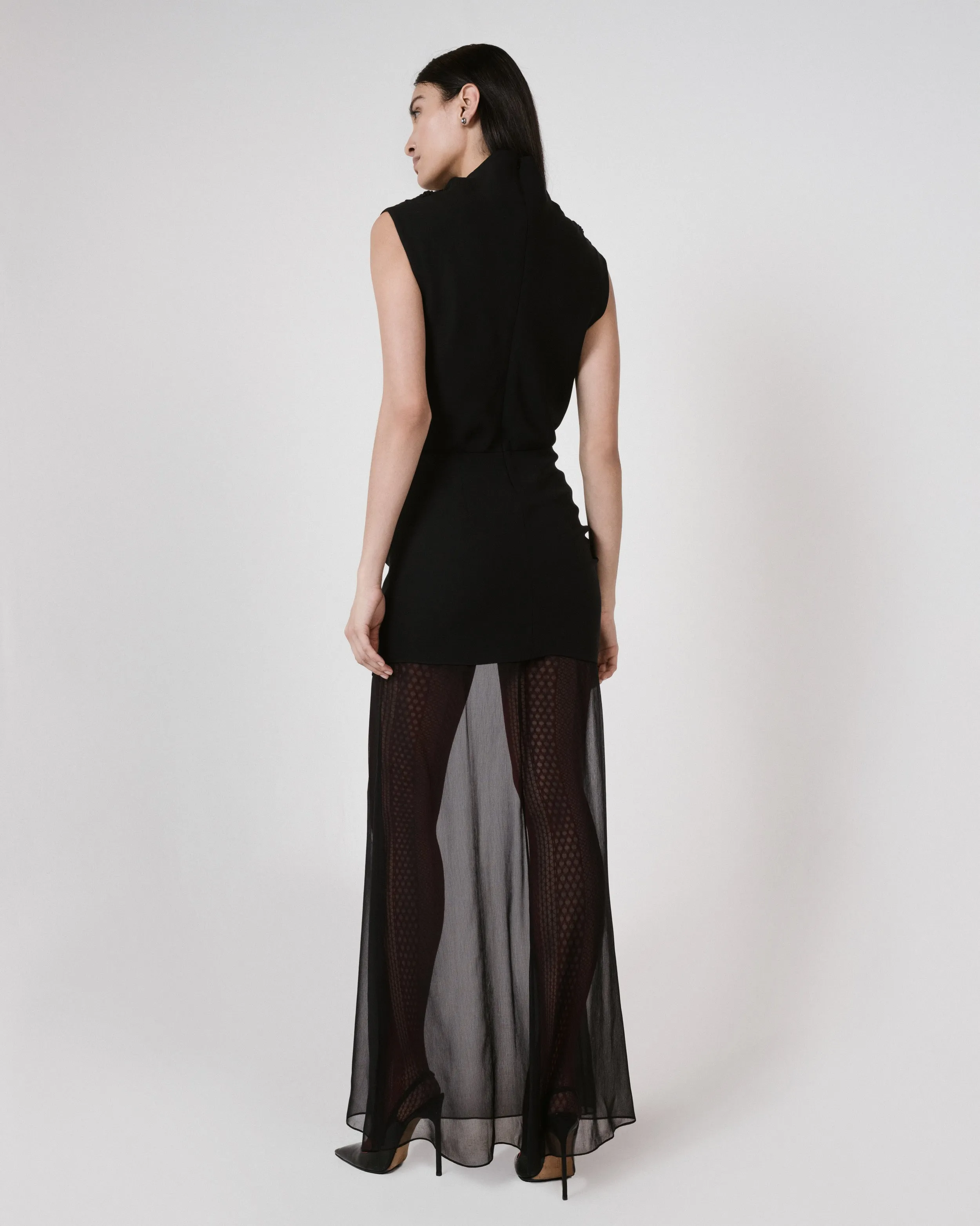 Gathered Cowl Neck Dress