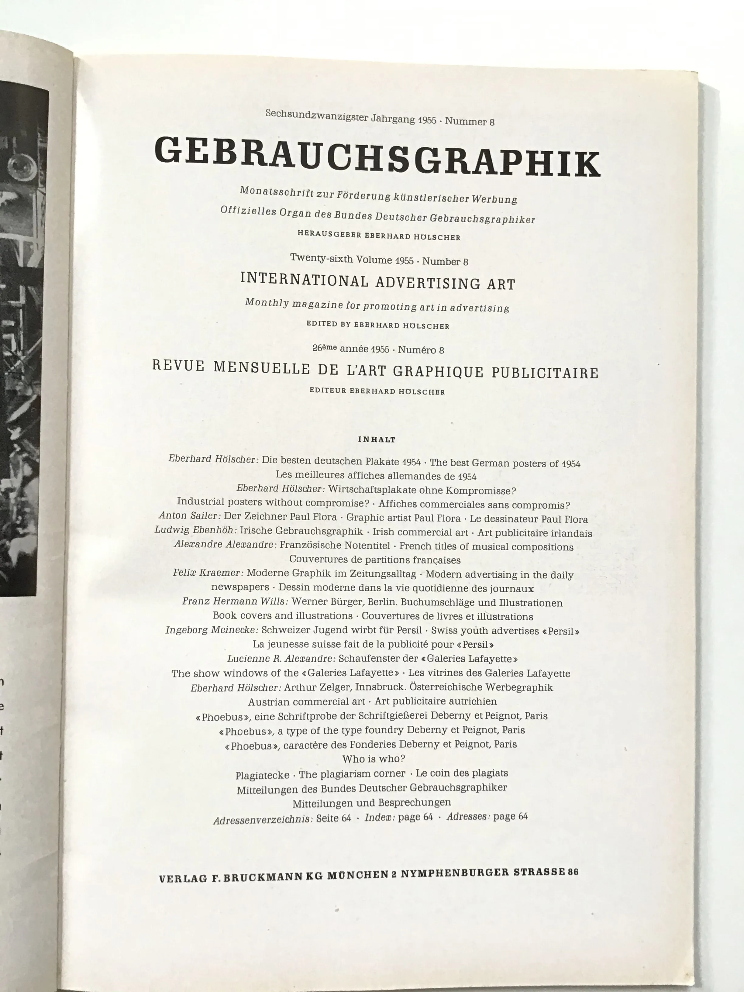 Gebrauchsgraphik magazine on International Advertising Art 8/1955