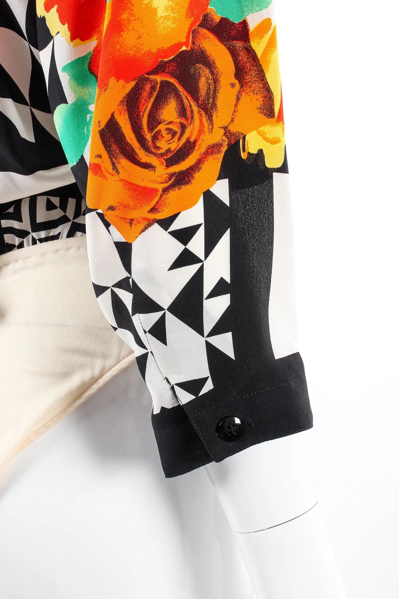 Geometric Floral Silk Bodysuit