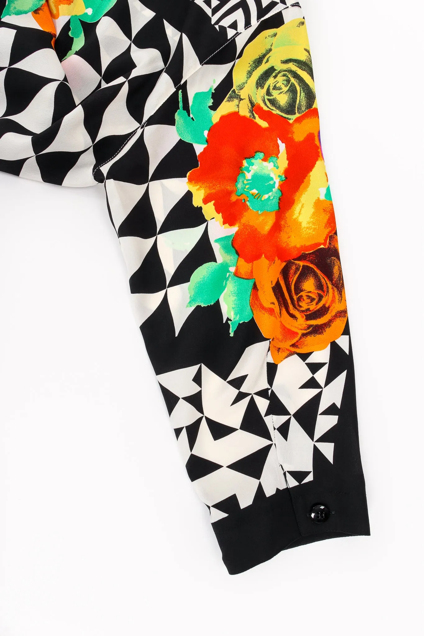Geometric Floral Silk Bodysuit