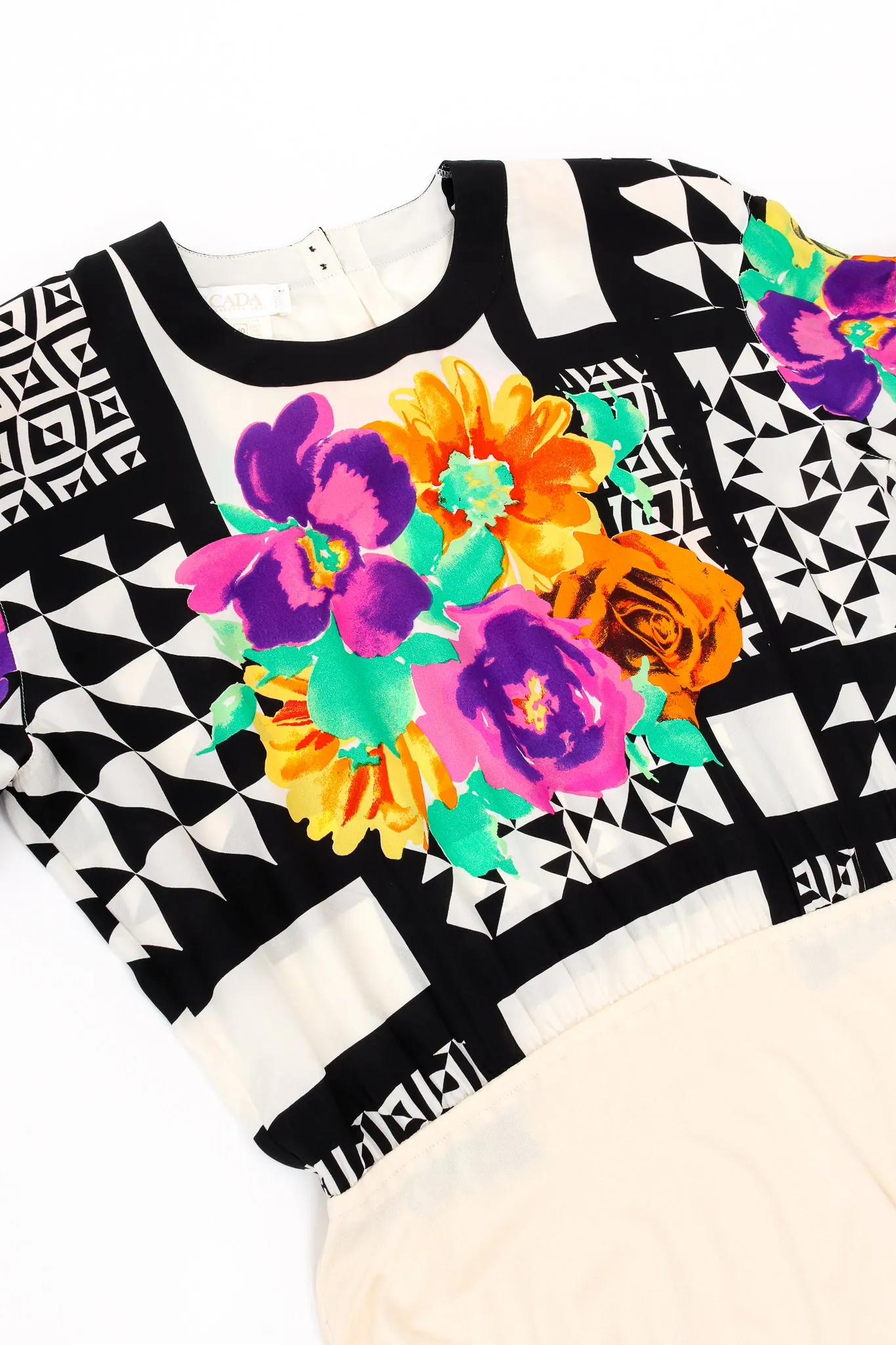 Geometric Floral Silk Bodysuit