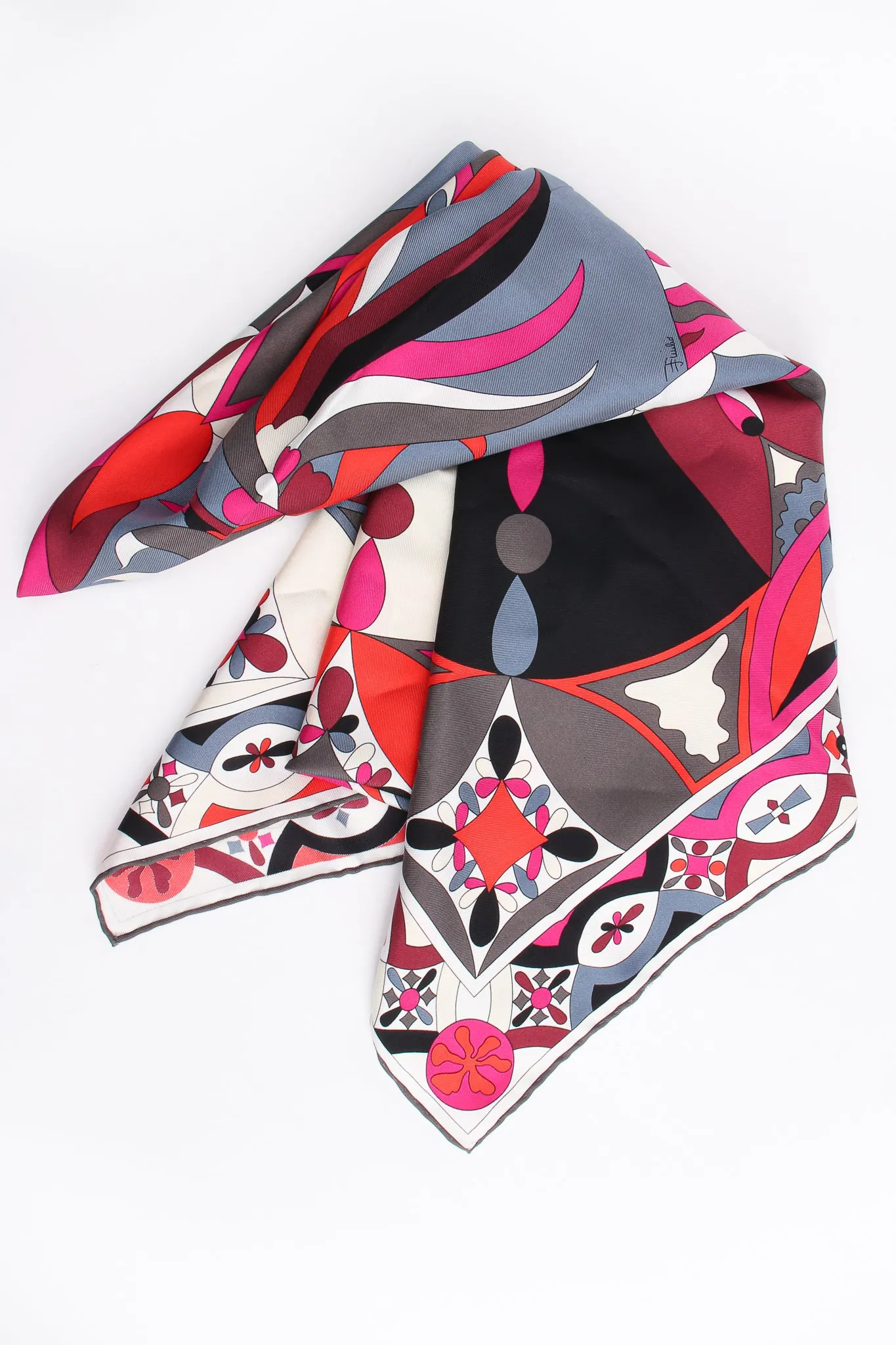 Geometric Phoenix Print Silk Scarf