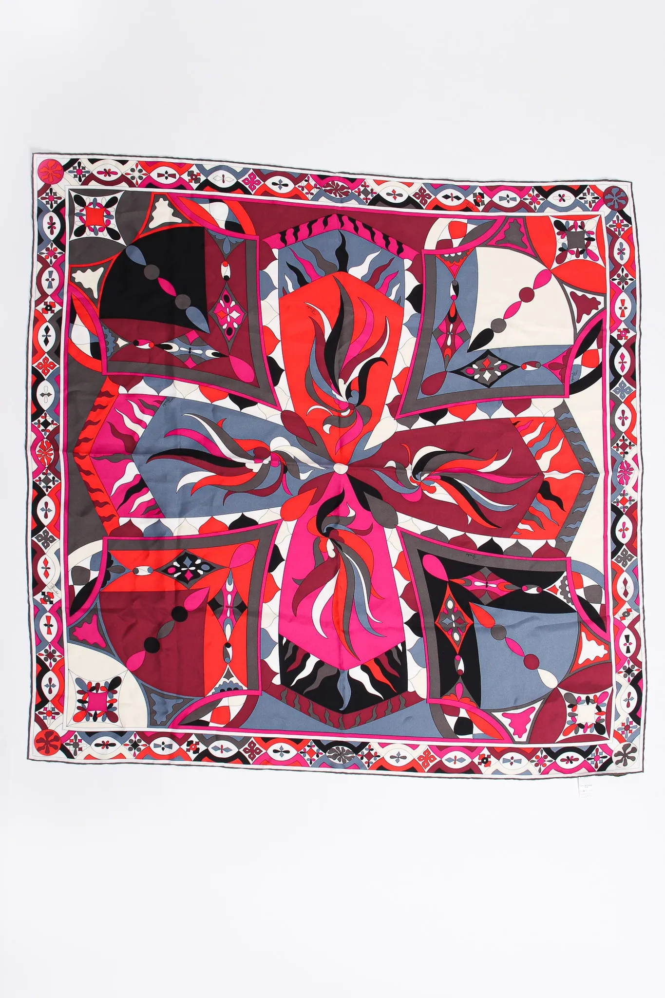 Geometric Phoenix Print Silk Scarf