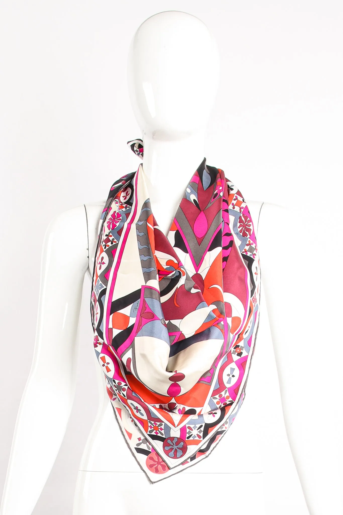 Geometric Phoenix Print Silk Scarf