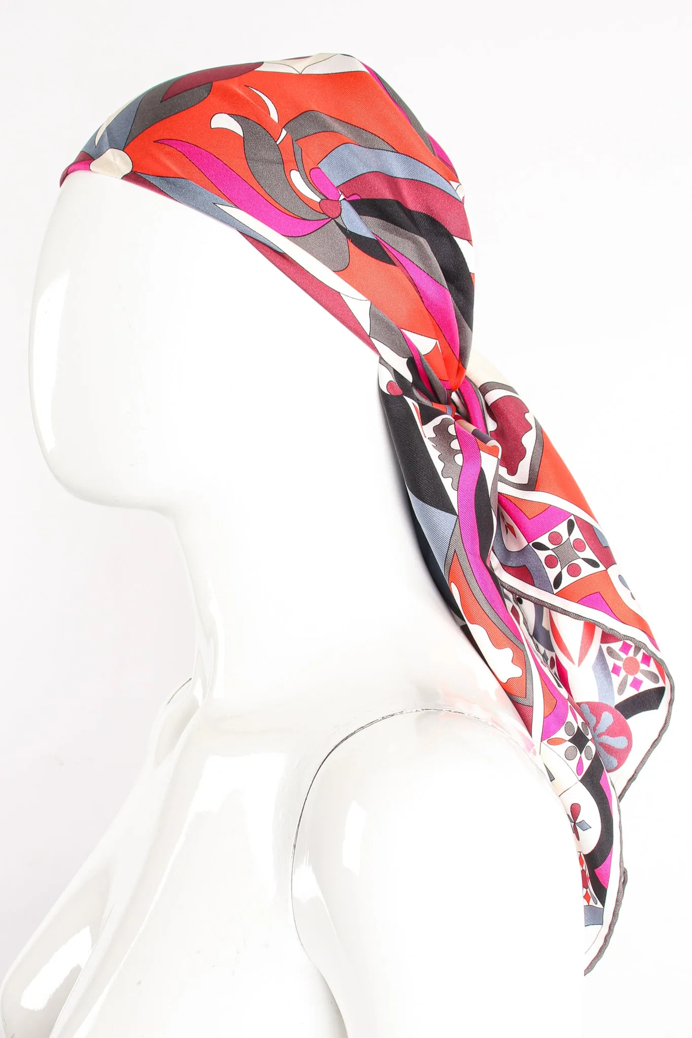 Geometric Phoenix Print Silk Scarf