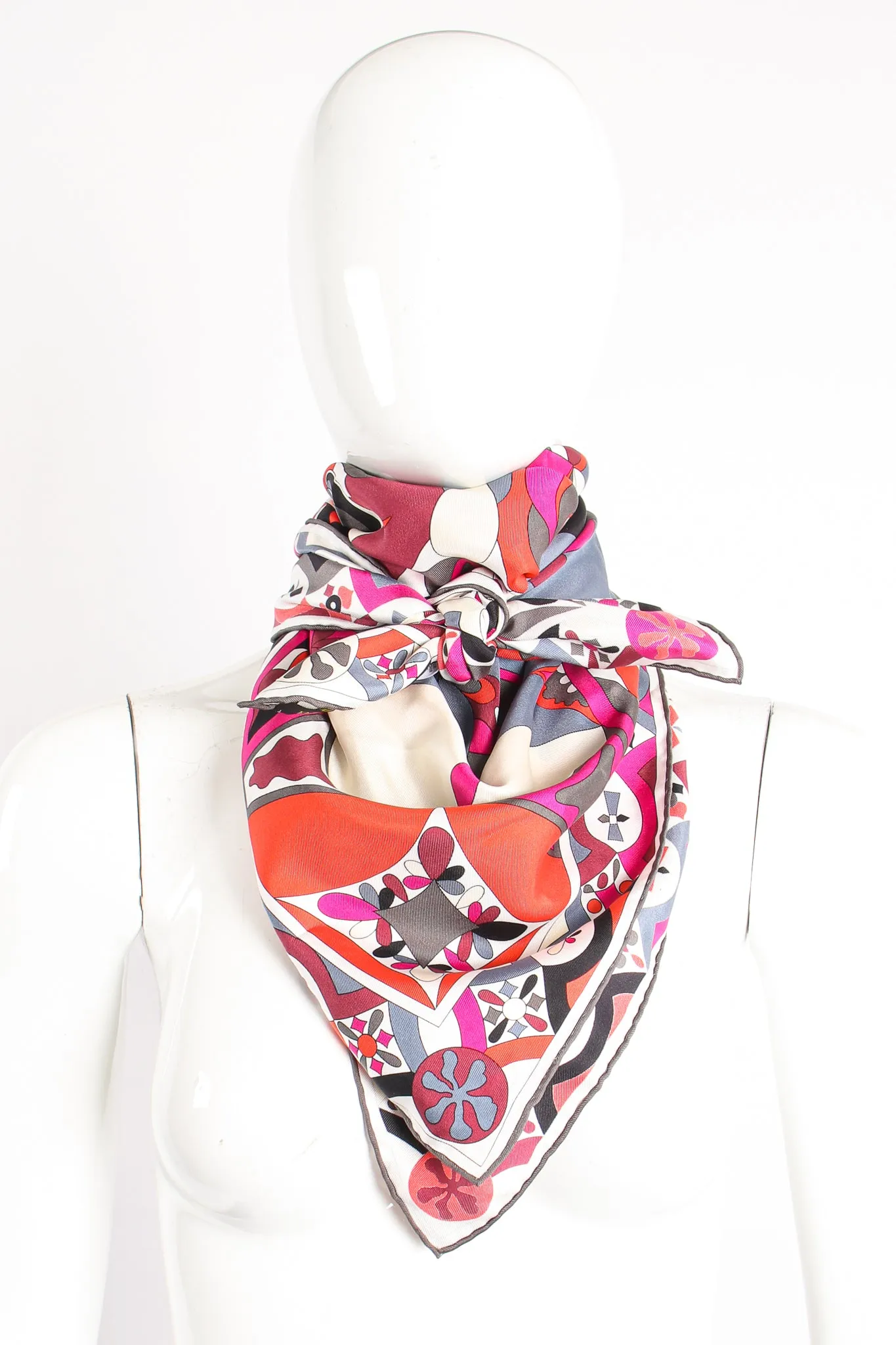 Geometric Phoenix Print Silk Scarf
