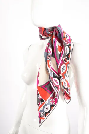 Geometric Phoenix Print Silk Scarf