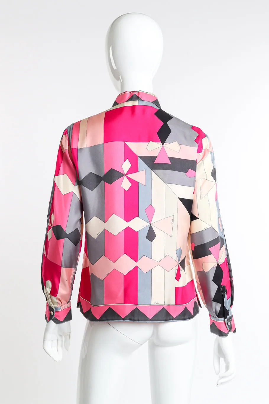 Geometric Print Silk Blouse