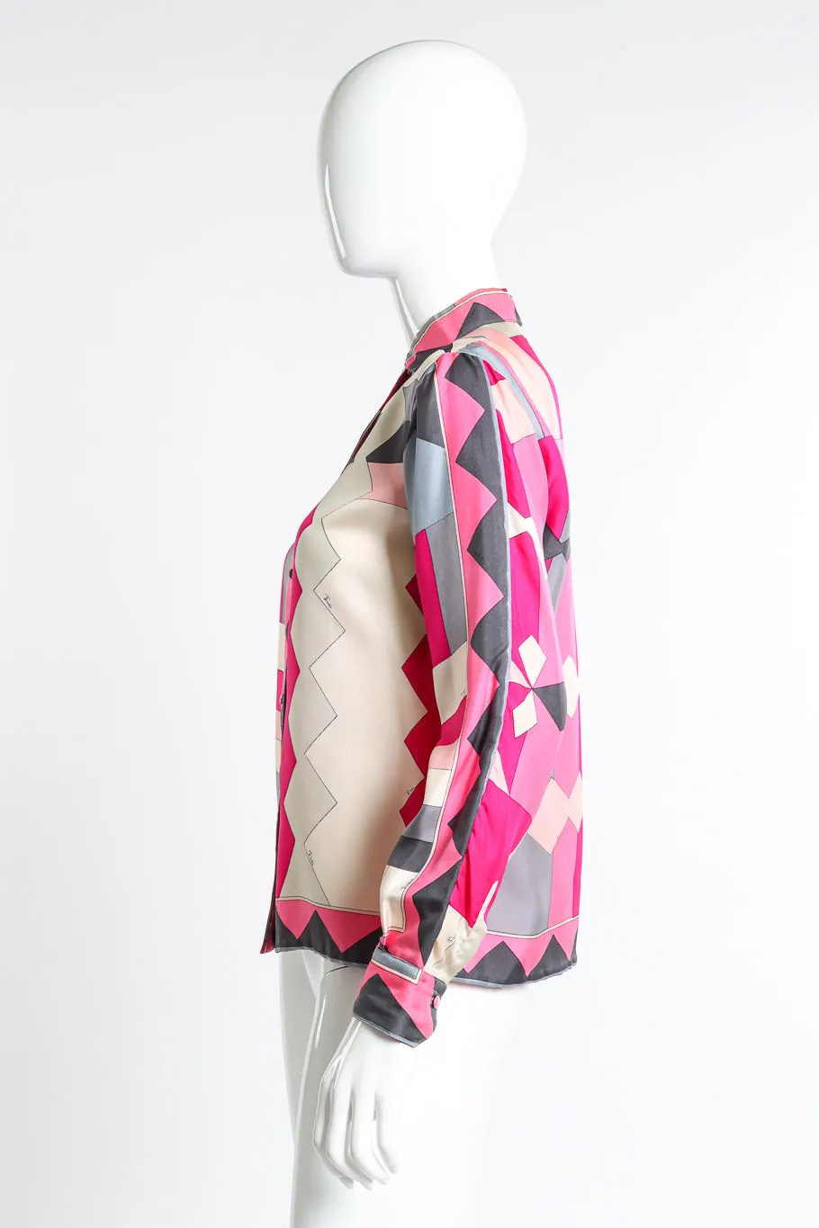 Geometric Print Silk Blouse