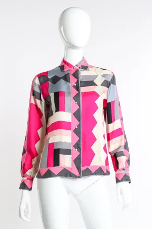 Geometric Print Silk Blouse