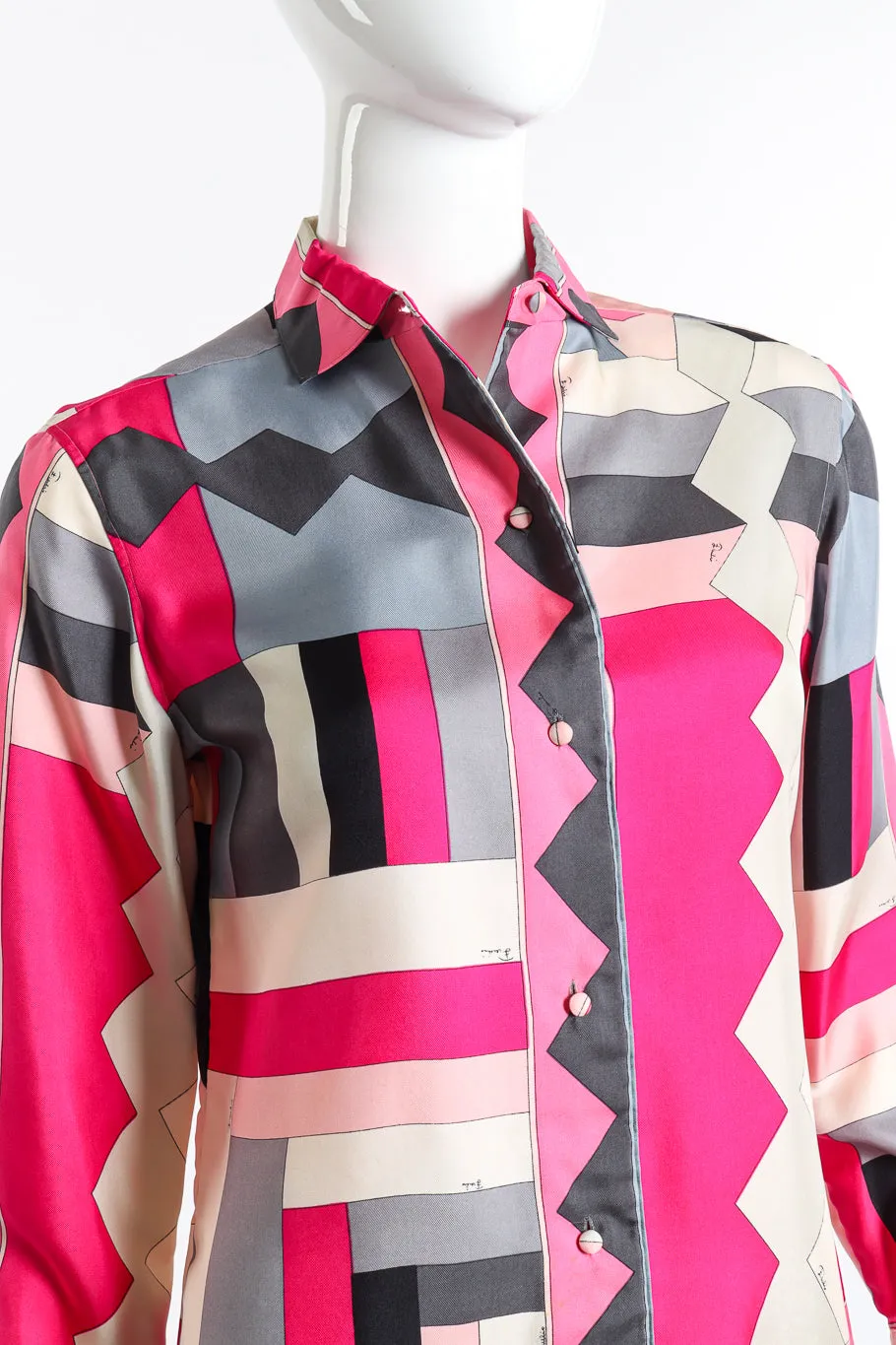 Geometric Print Silk Blouse