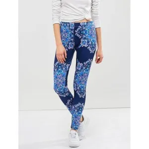 Graphic Elastic Waist Leggings - Blue Xl