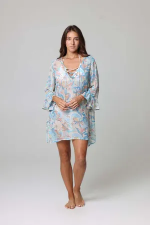 Groovy Ruffle Sleeve Lace-Up Dress