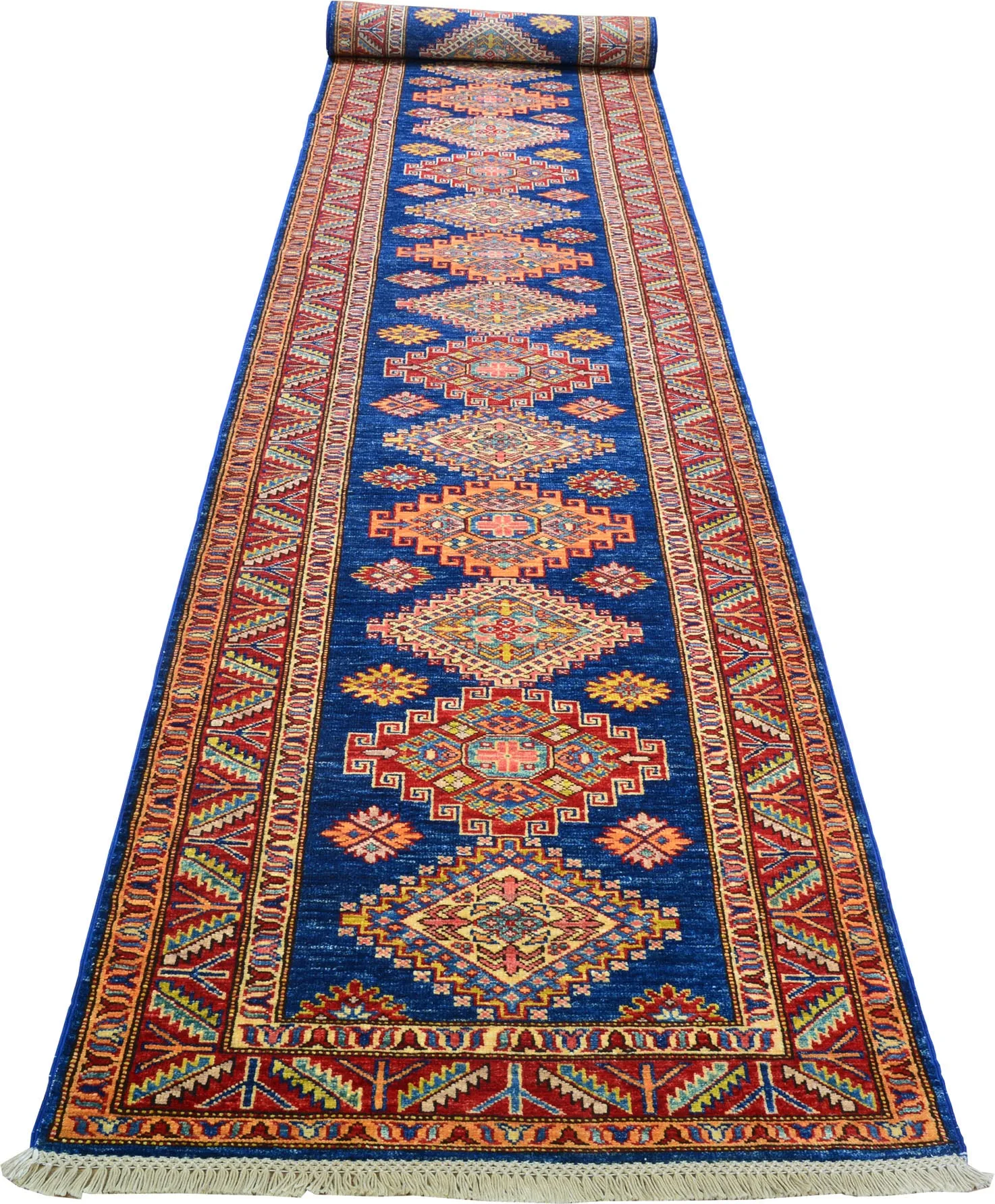 Hand-Knotted Fine Super Kazak Handmade 100% Wool Rug (Size 2.9 X 19.6) Cwral-4560