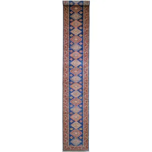 Hand-Knotted Fine Super Kazak Handmade 100% Wool Rug (Size 2.9 X 19.6) Cwral-4560