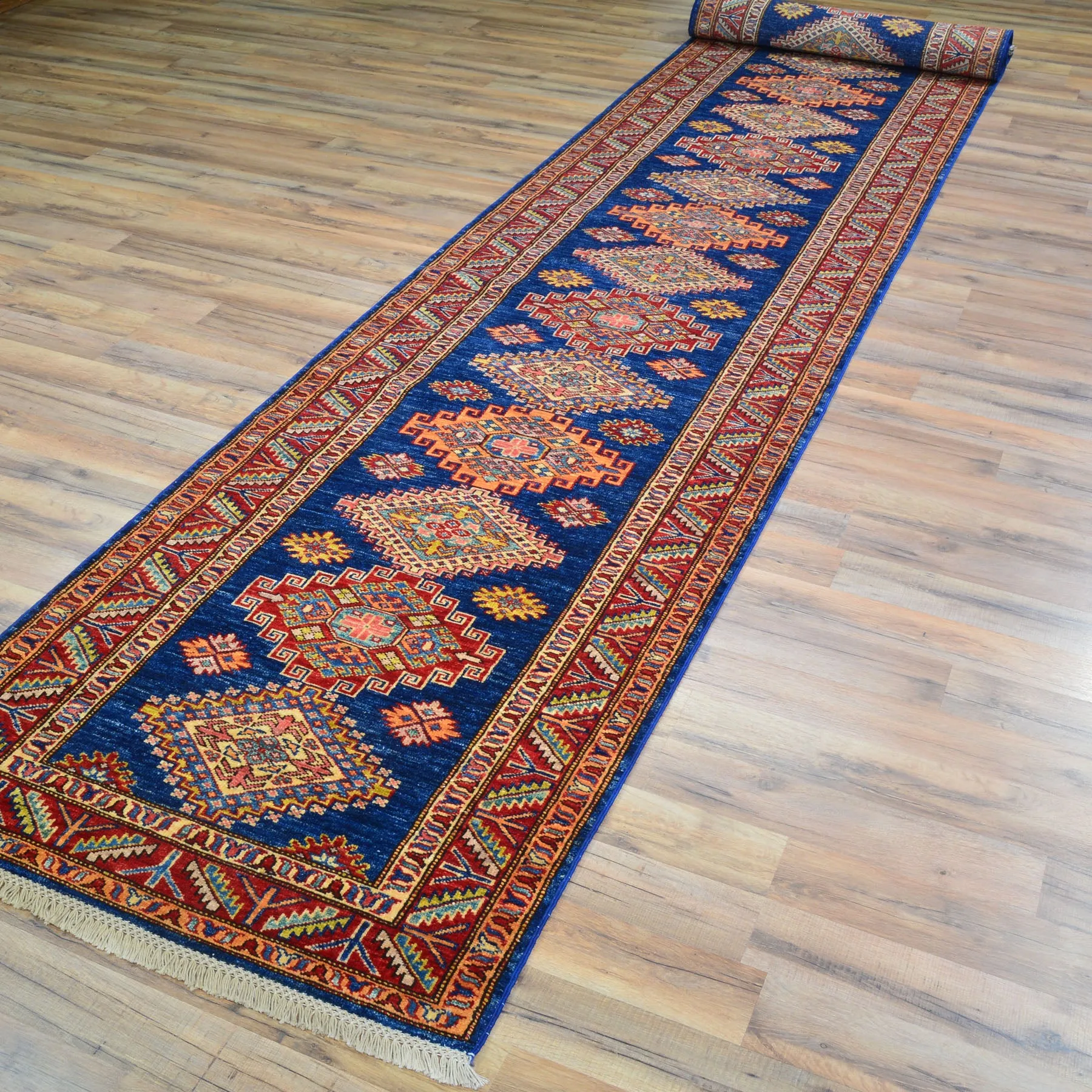 Hand-Knotted Fine Super Kazak Handmade 100% Wool Rug (Size 2.9 X 19.6) Cwral-4560