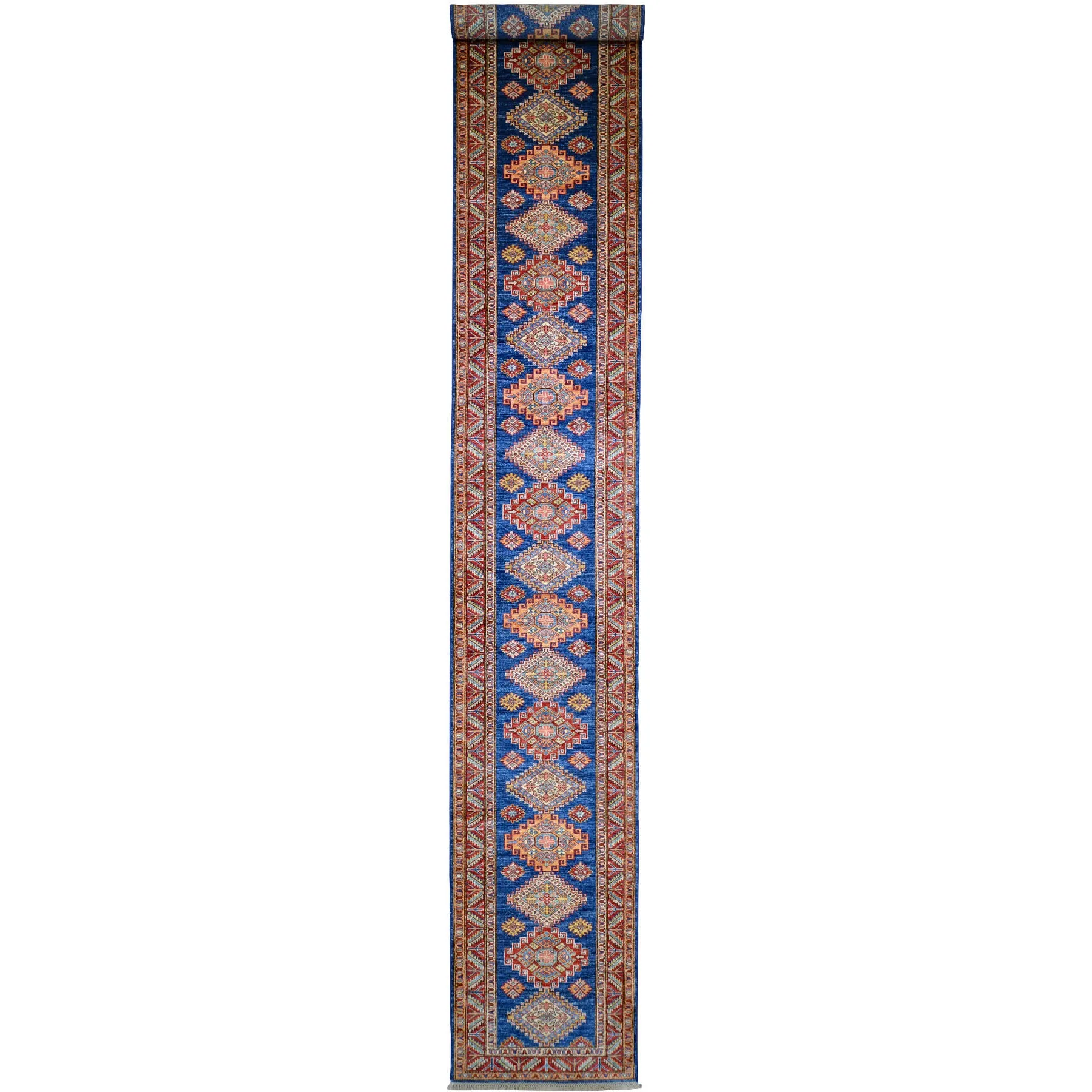 Hand-Knotted Fine Super Kazak Handmade 100% Wool Rug (Size 2.9 X 19.6) Cwral-4560