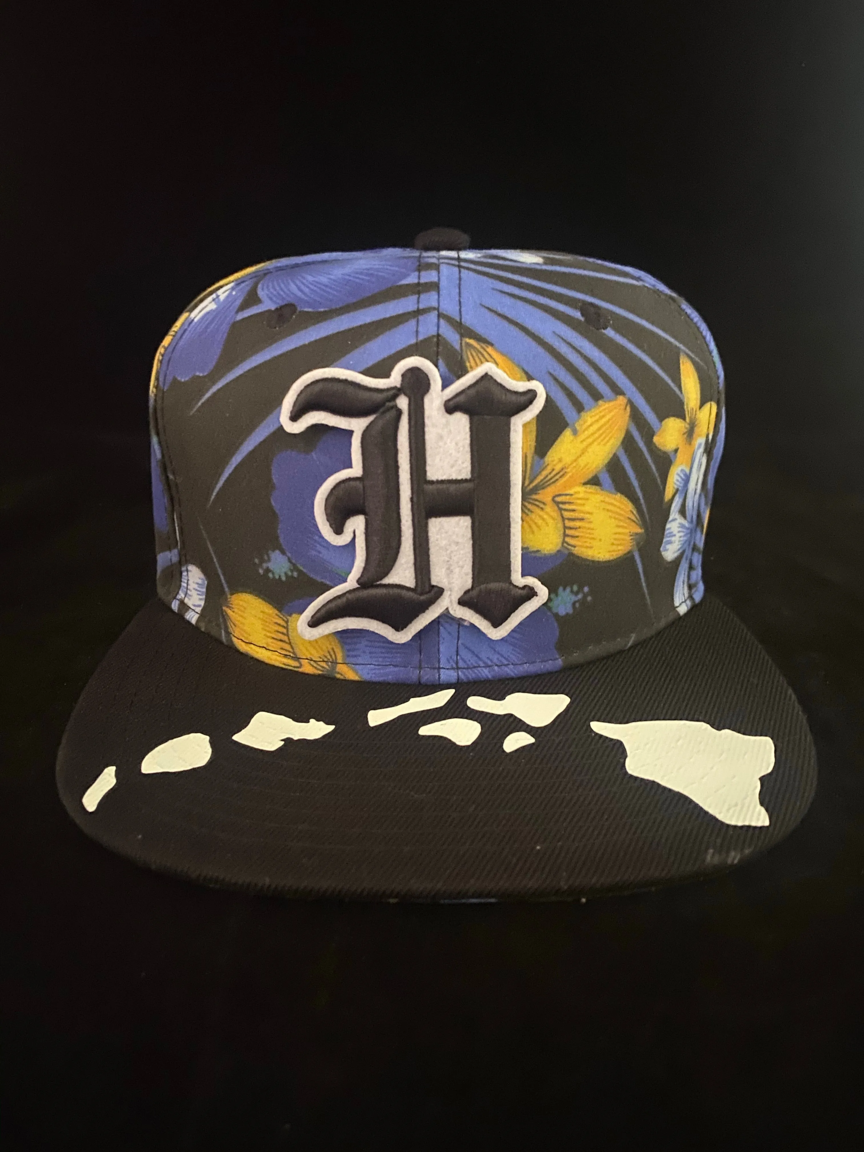 Hawaii H Black Floral Brim Blue LIMITED Hat