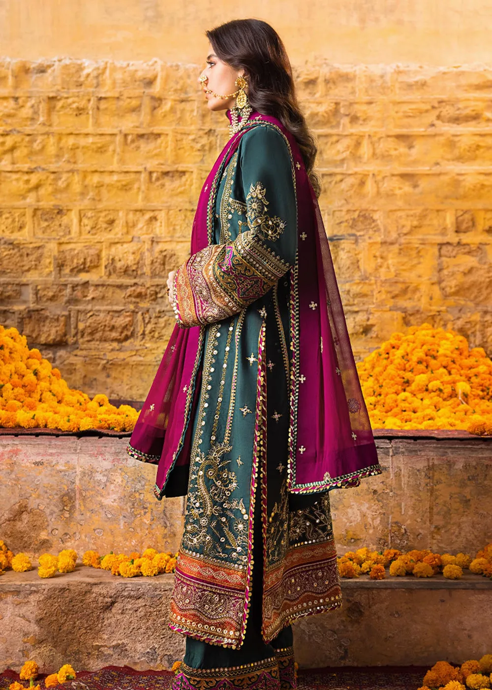 Heavy Sage Green Kameez Salwar Pakistani Party Wear
