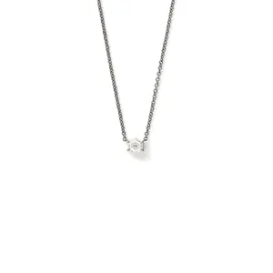 Hero Offset Pendant in Blackened White Gold