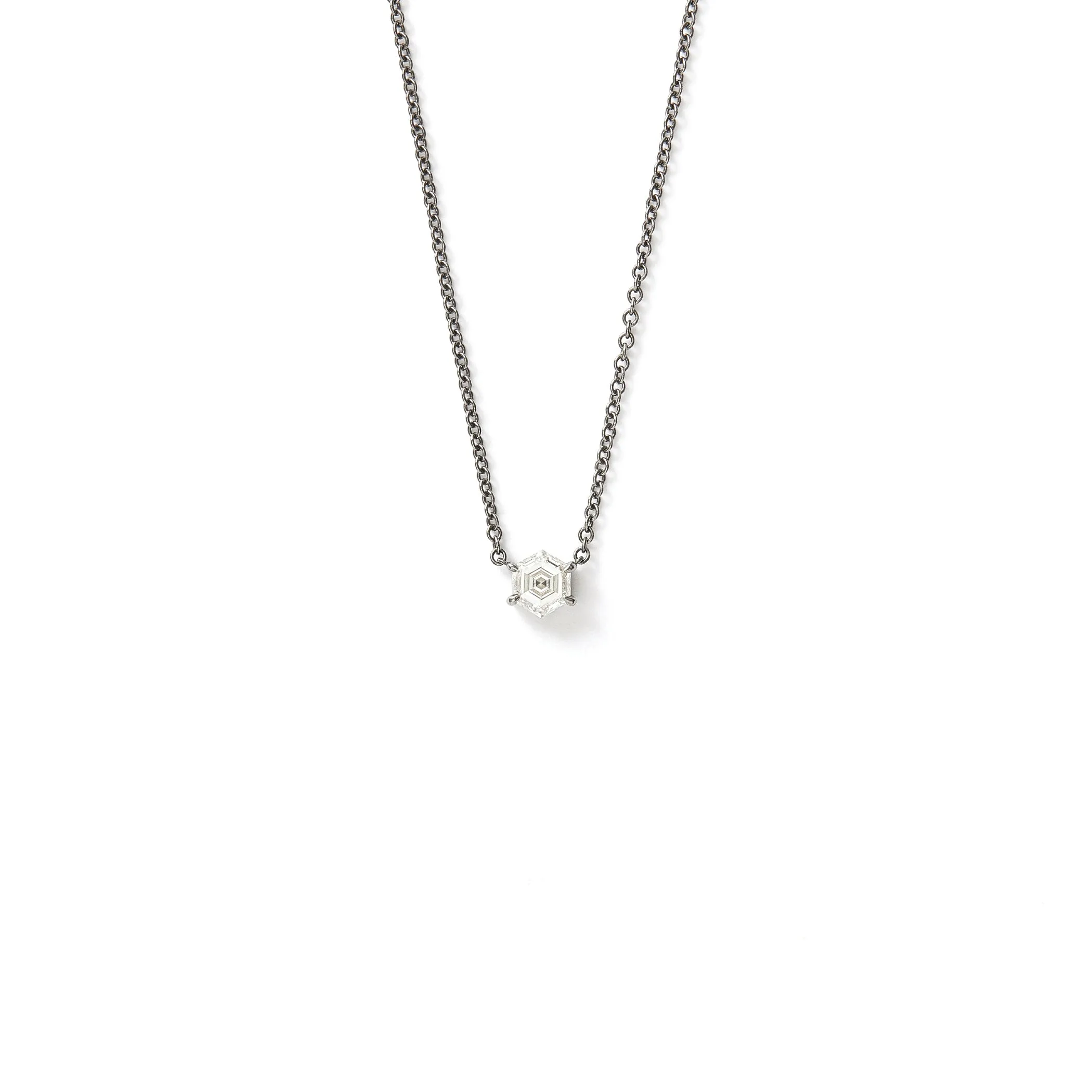 Hero Offset Pendant in Blackened White Gold