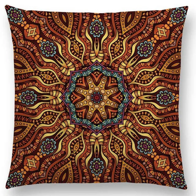 Hot Sale Boho Paisley Oriental Floral Pattern Navajo Geometric Prints Fantasy Petal Flowers Cushion Cover Sofa Throw Pillow Case
