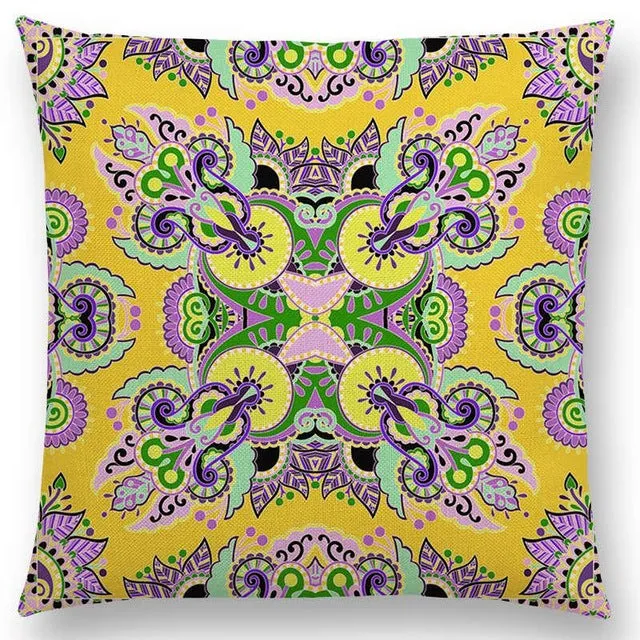 Hot Sale Boho Paisley Oriental Floral Pattern Navajo Geometric Prints Fantasy Petal Flowers Cushion Cover Sofa Throw Pillow Case