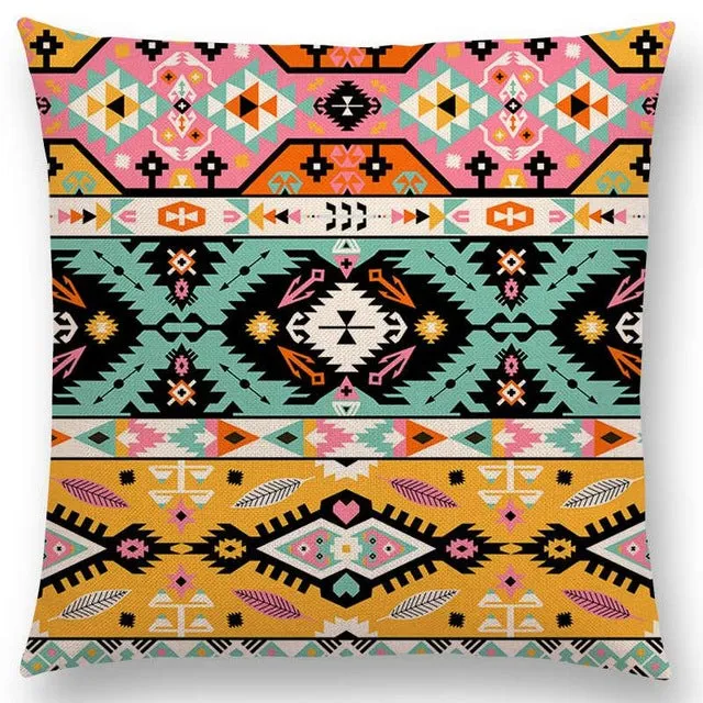 Hot Sale Boho Paisley Oriental Floral Pattern Navajo Geometric Prints Fantasy Petal Flowers Cushion Cover Sofa Throw Pillow Case