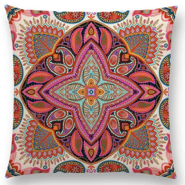 Hot Sale Boho Paisley Oriental Floral Pattern Navajo Geometric Prints Fantasy Petal Flowers Cushion Cover Sofa Throw Pillow Case