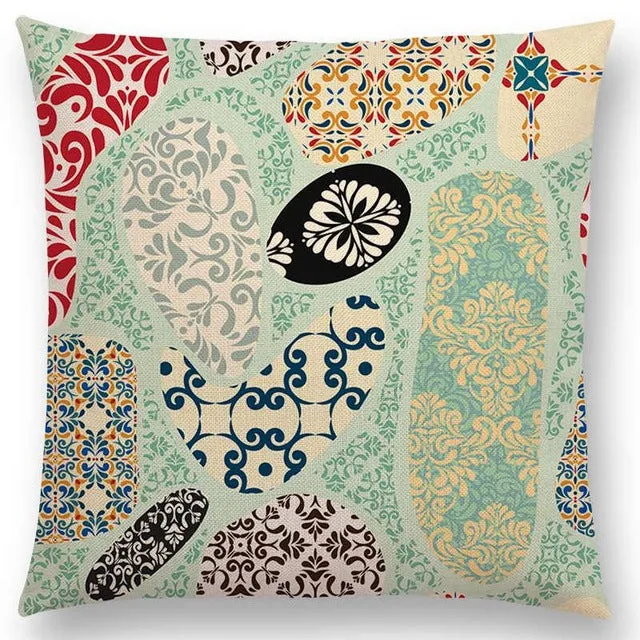 Hot Sale Boho Paisley Oriental Floral Pattern Navajo Geometric Prints Fantasy Petal Flowers Cushion Cover Sofa Throw Pillow Case