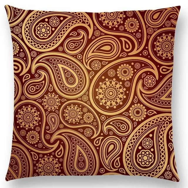 Hot Sale Boho Paisley Oriental Floral Pattern Navajo Geometric Prints Fantasy Petal Flowers Cushion Cover Sofa Throw Pillow Case